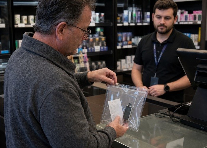 Adult arranging a safe return or collection for a Geek Bar Pulse