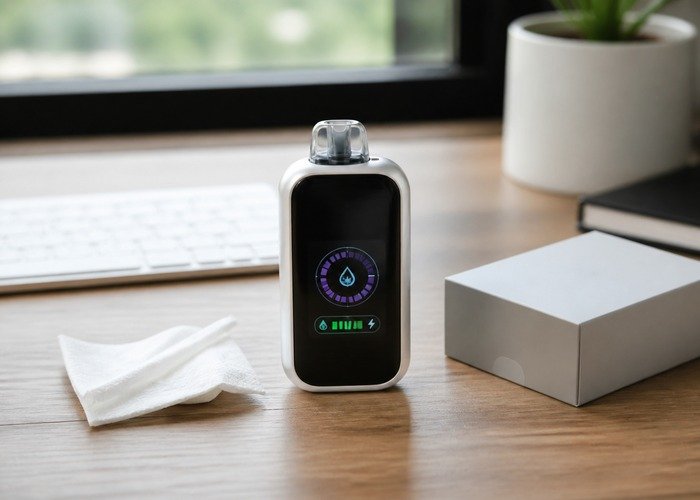 Adult comparing intact Geek Bar Pulse devices in a safe home setting