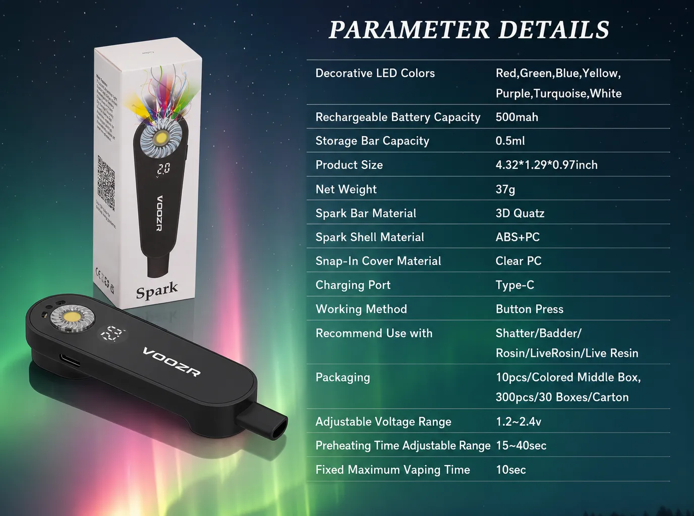 VOOZR Spark Disposable Wax Device product details