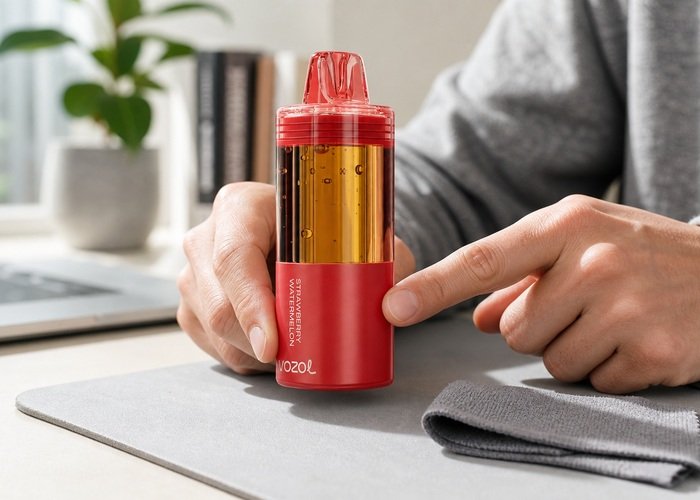 Adult checking the seam on an assembled red VOZOL Mega 50K