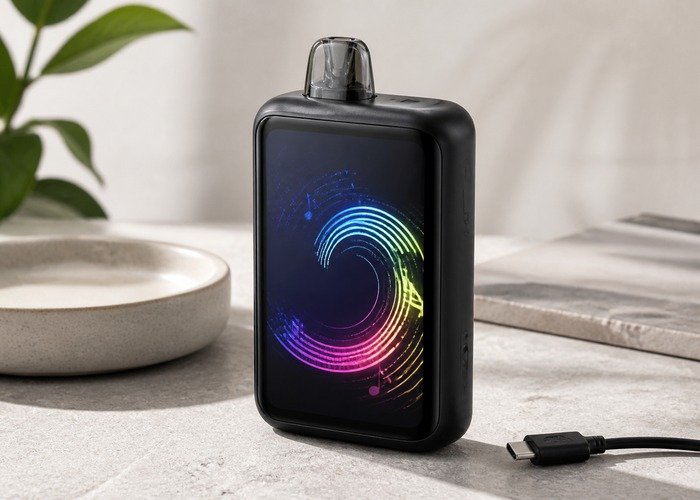 Adult comparing intact VOZOL Rave 50K devices in a safe home setting